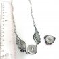Wings Pendant Necklace 18mm Snap Jewelry Stainless Steel Chain Fast Shipping