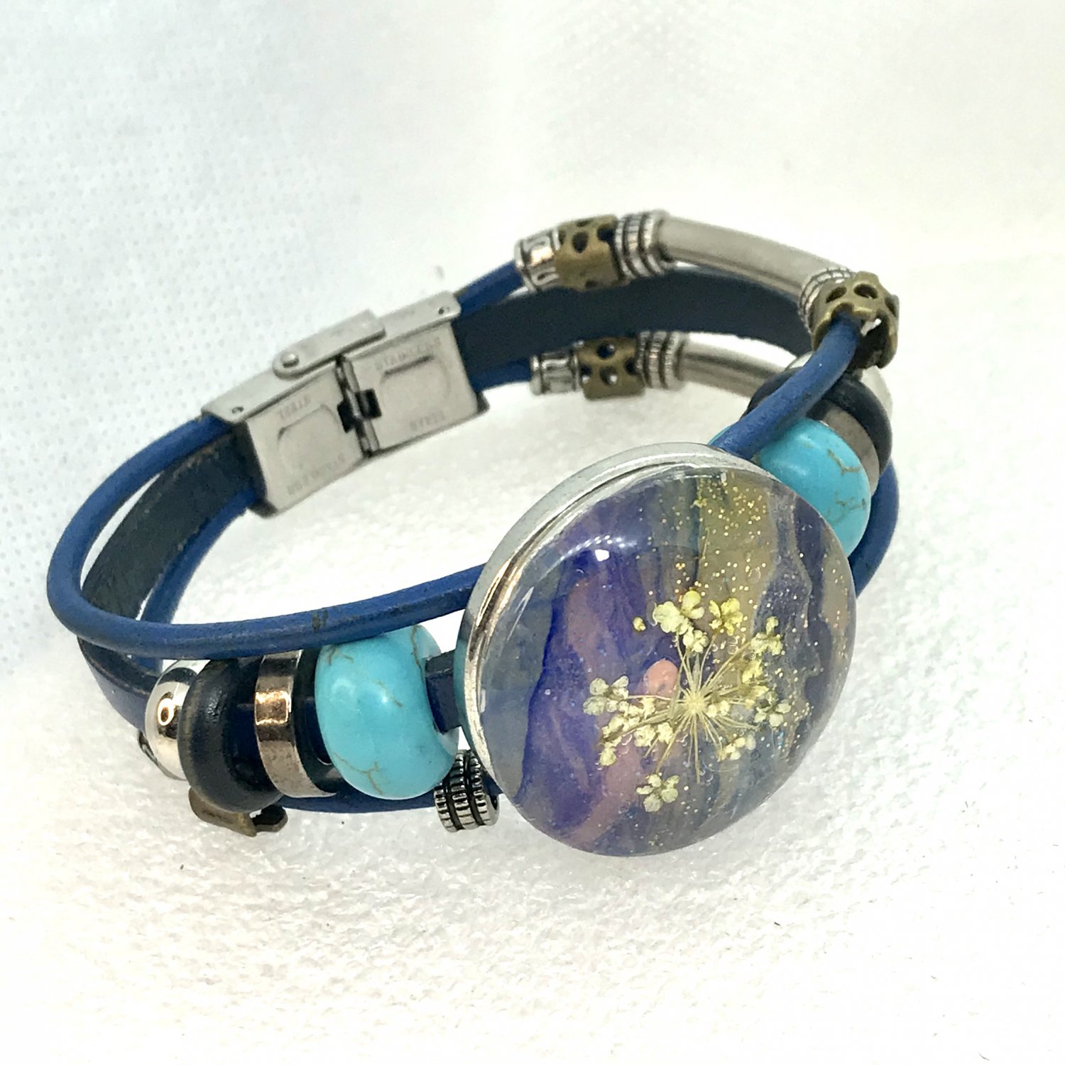 Leather Snap Bracelet handmade 30mm Snap