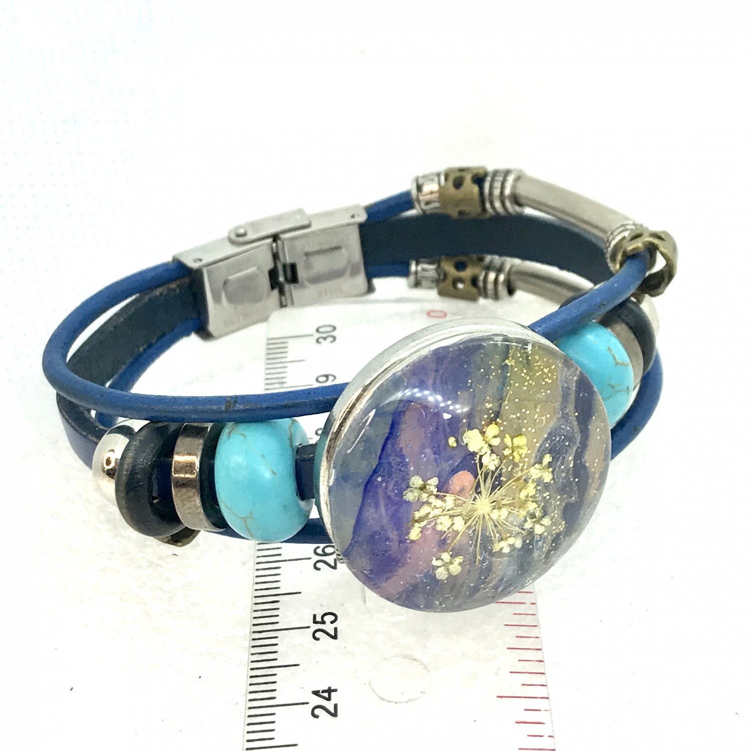 Leather Snap Bracelet handmade 30mm Snap