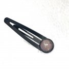 Hair pin hand painted 10mm glass dome black