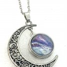Crescent Moon Pendant Necklace 18mm Snap Jewelry Stainless Steel Chain Fast Shipping