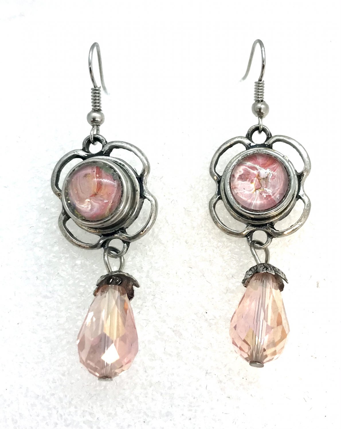 Hand painted Snaps Dangle 12mm Mini Snap Charm Earrings Flower &beads