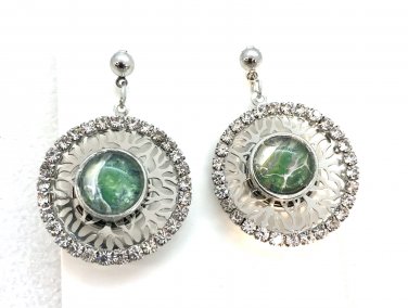 Hand painted Snaps12mm Silver Rhinestones Studs Snap Earrings Stainless Steel
