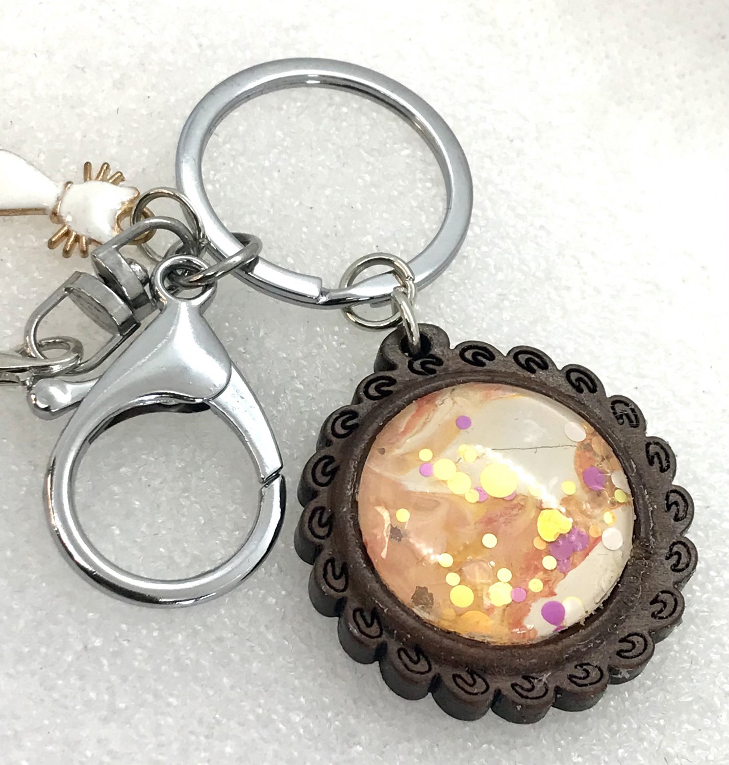 Handmade dome keychain charms Cat love