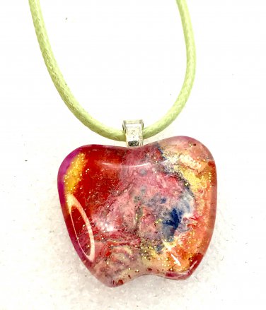 Apple Pendant Hand Painted Teachers Birthday Mother Valentines Gift Pride Color
