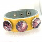 Leather bracelet 3 Hand Painted Ginger snaps Buttons 20mm Fast Shipping