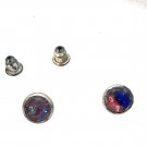 Stud  earrings hand painted dome 6mm  925 silver plated