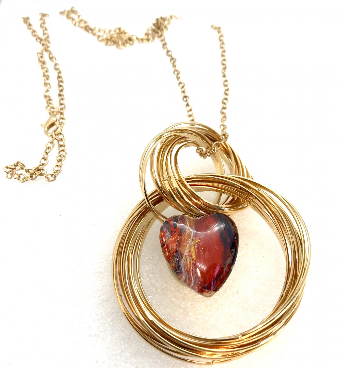 Gold wire hoops Pendant Necklace 18mm Snap Jewelry