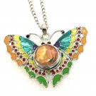 Butterfly Pendant Necklace 18mm Snap Jewelry Stainless Steel Chain Fast Shipping