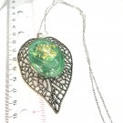 Leaf necklace Snap 30mm handmade button interchangeable  jewelry gingersnaps