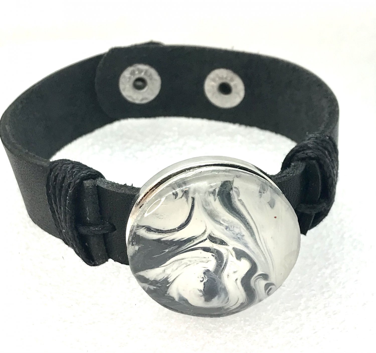 Leather Snap Bracelet handmade 30mm Snap