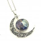 Crescent Moon Pendant Necklace 18mm Snap Jewelry Stainless Steel Chain Fast Shipping