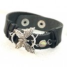 Bracelet leather with handmade square dome