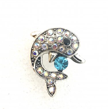 Snap 20mm  Dolphin  blue and silver