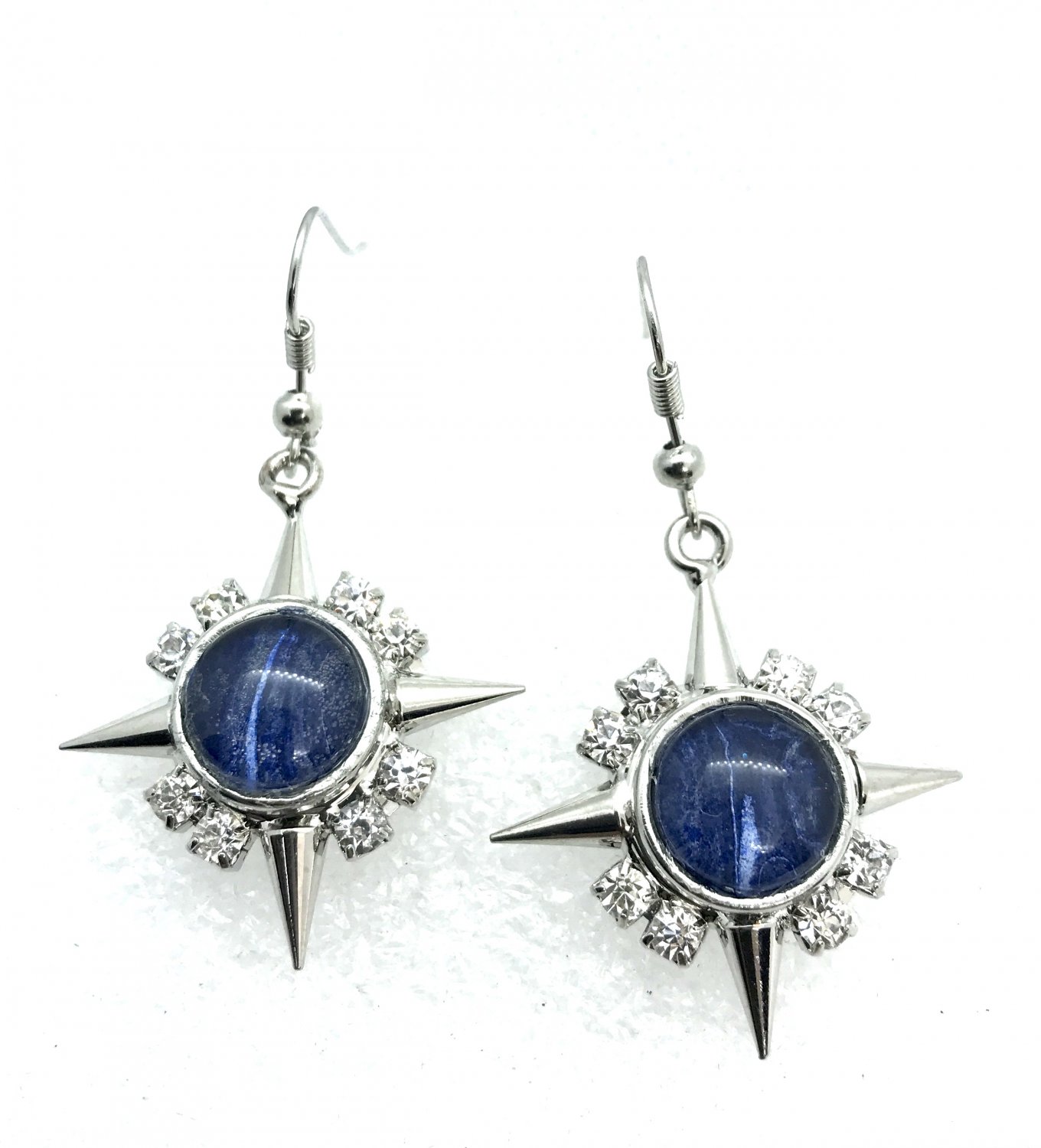 Hand painted 12mm Snaps Mini RhinestonesDangle SnapCharm Earrings Star Purple
