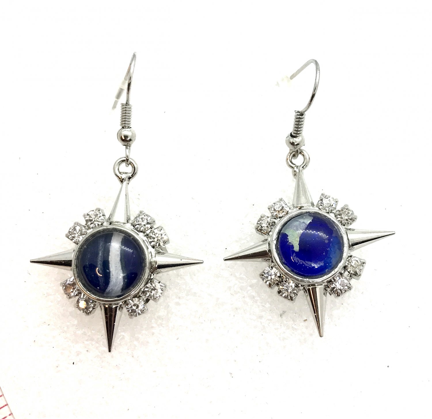 Hand painted 12mm Snaps Mini RhinestonesDangle SnapCharm Earrings Star Purple