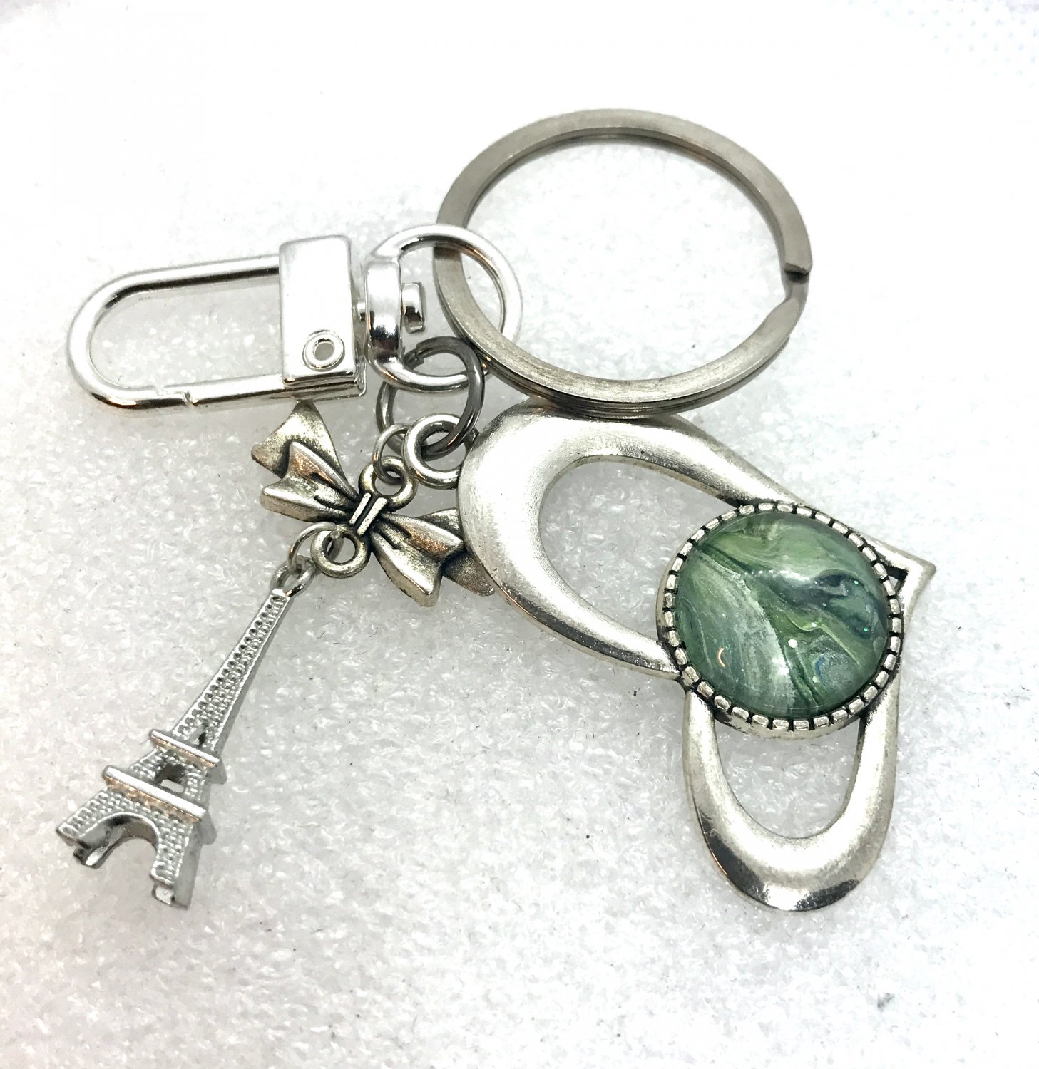 Handmade dome keychain heart charm