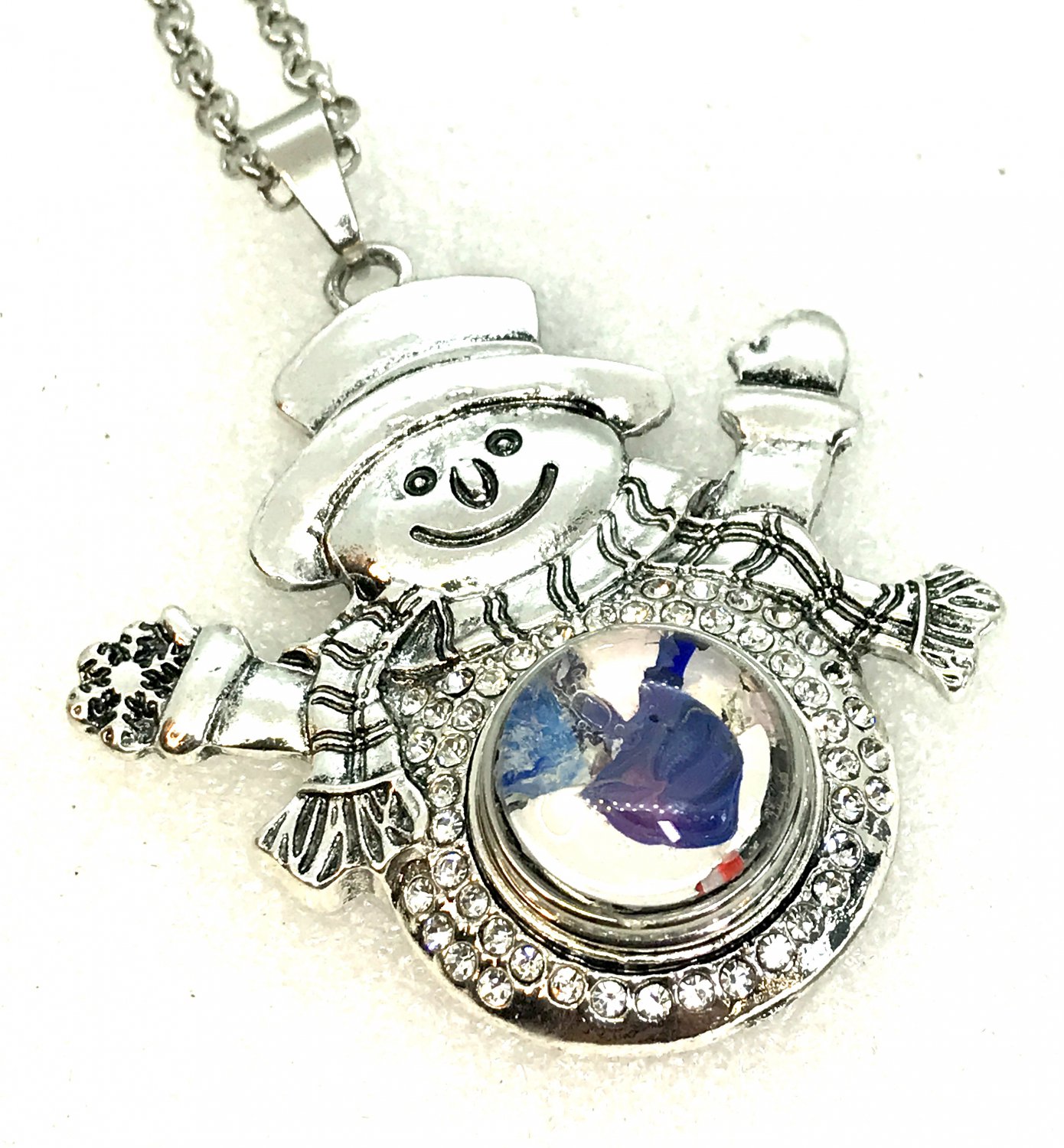 Snowman Pendant 20mm handmade Snap Necklace 18mm Snap Jewelry