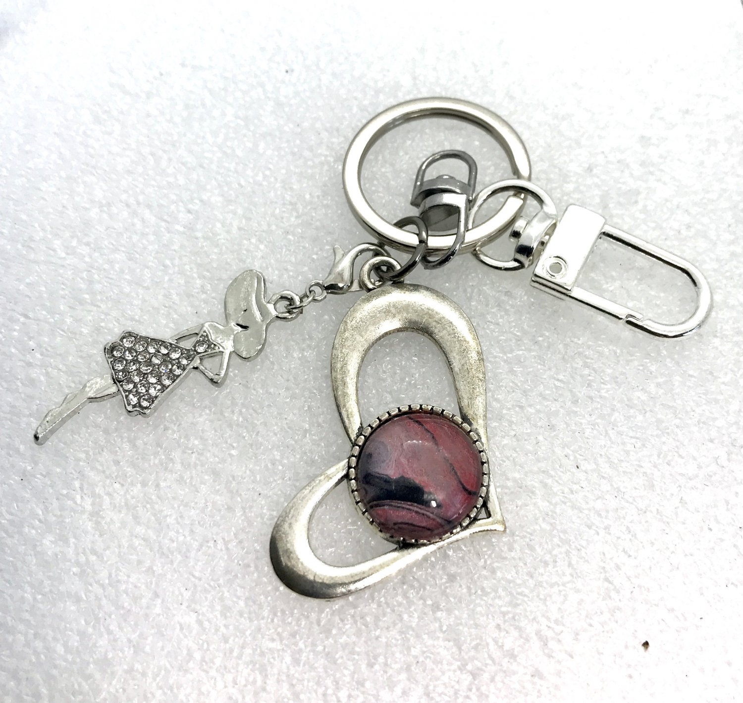Handmade dome keychain charms Heart fashion love