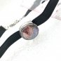 Leather Choker Collar Black Adjustable Rivet Necklace   Slider Snap  20mm