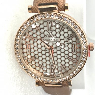 Louis Arden watch LA 7276 black band gold&crystals