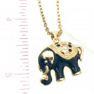 Super cute elephant necklace pendant black and gold