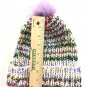 Hand knit Silk blend hat with removable Pompom