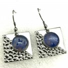 Square drop earrings hand painted dome 12mm  stainless steel
