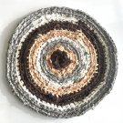 Handmade round crocheted bathroom bedroom or kitchen Rag rug  from repurposed fabrics  Size 17”
