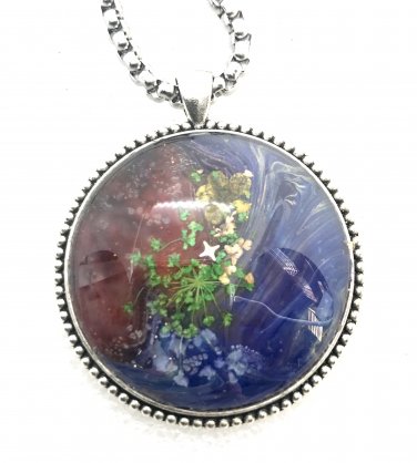 Round Large 45mm Pendant Hand Painted art Great Birthday Mother Valentines Gift