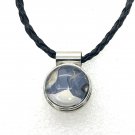 Handcrafted Round  sliding pendant with 20mm snap  on a braided leather cord