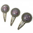 Pack of 3 Hair pins hand painted 20mm  glass domes bronze