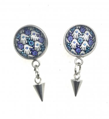 Stud  earrings with evil eye protector dome 12mm stainless steel studs