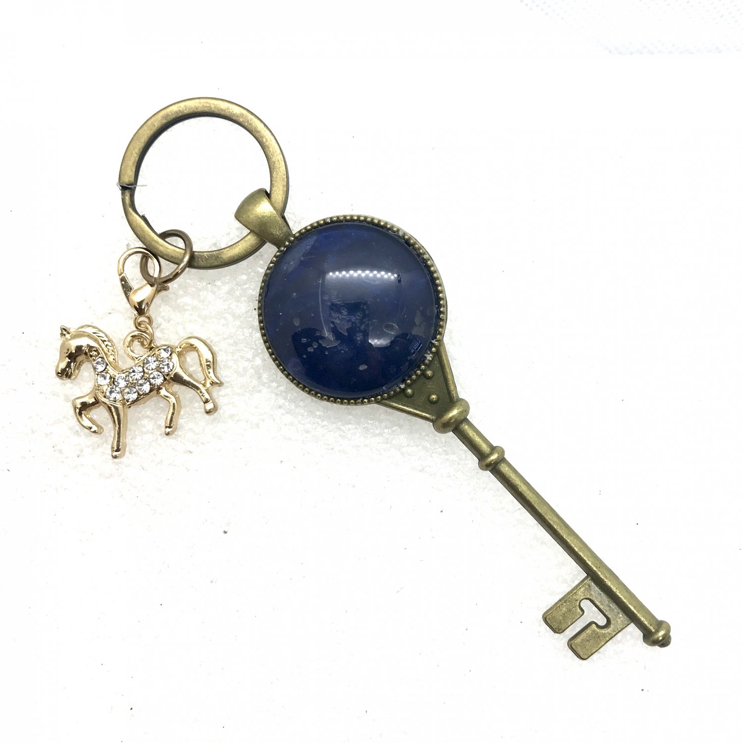 Handmade dome keychain with key and charms