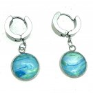 stainless steel hoop stud earrings with handmade dome 12mm  dangle