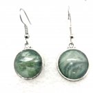 Dangle round earrings hand painted 18mm dome , hooks