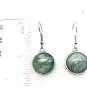 Dangle round earrings hand painted 18mm dome , hooks