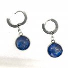 hoop stud earrings with handmade dome 12mm  dangle stainless steel