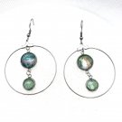 Drop dangle hoop earrings with handmade 2 domes