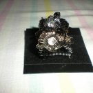 Brand New Fashion Stretch Ring Lady Party Jewelry Hematite and White Stones