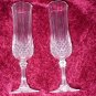 2 Crystal Champagne Flutes - faceted bowls
