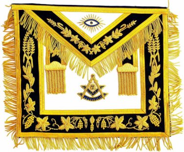 Hand MADE GOLD Bullion Masonic Past Master Embroidered Aprons Apron HIGH END