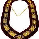Masonic regalia Shriner sphinx metal chain collar maroon backing