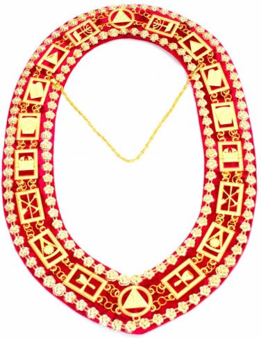 Masonic deluxe royal arch mark master metal chain collar red backing