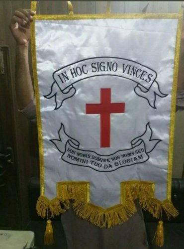 MEDIEVAL CRUSADER KNIGHTS TEMPLAR MASONIC HOLY LAND WAR BATTLE LODGE BANNER FLAG