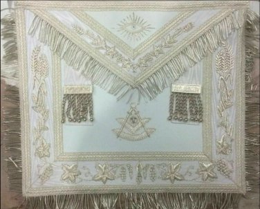HE- MASONIC REGALIA PAST MASTER APRON WHITE - 01
