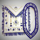 MASONIC REGALIA MASTER MASON APRON WITH COLLAR WHITE HAND EMBROIDER