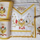 Masonic Regalia 33rd Degree A.A.S.R Set Apron,Collar & Gauntlets Wing UP