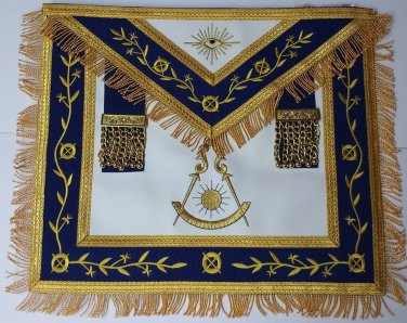 Masonic Apron-Embroidered Past Master Apron Royal Blue (Blue & Gold )
