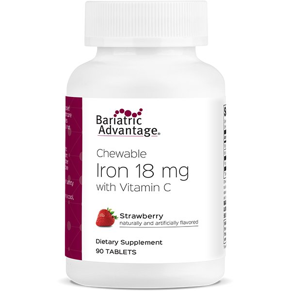 Bariatric Advantage Chewable Iron 18mg Strawberry 90 Tablets - 14 B Day ...